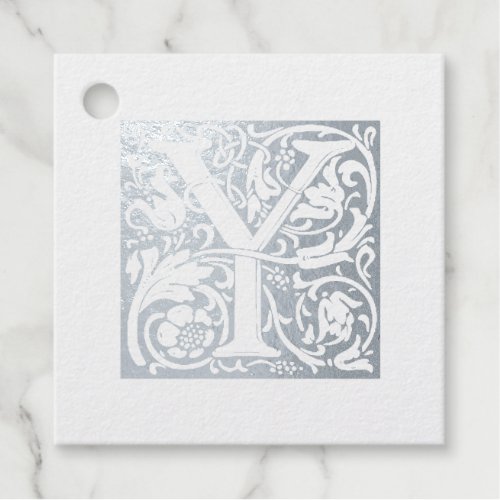 Silver Anniversary Monogram Illuminated Letter Y Foil Favor Tags
