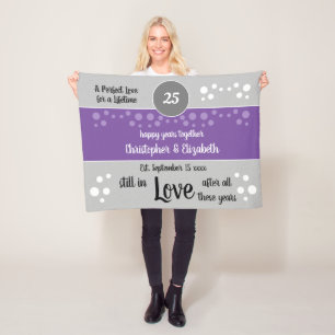 Silver Anniversary purple and grey still in love Fleece Blanket