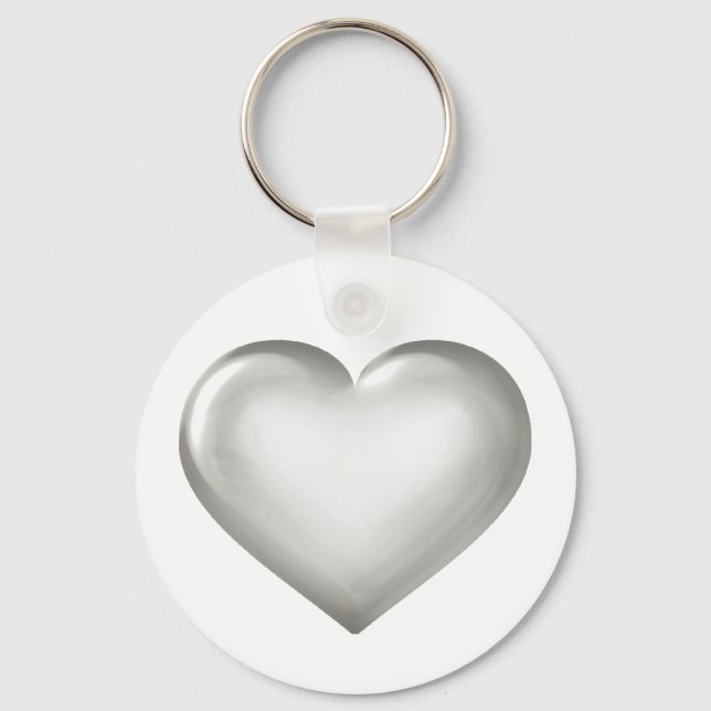 Silver Anniversary - Silver Glass Heart Keychain (Front)