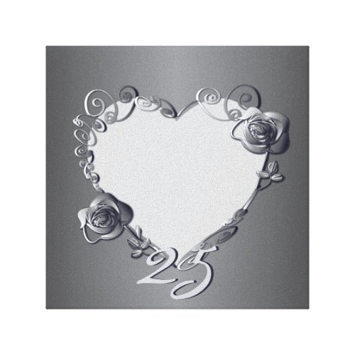 Silver Anniversary Your Photo Rose Heart Frame 