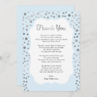 Silver   ANY COLOR boy baby shower thank you notes Invitation