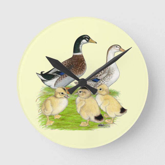 Silver Appleyard Family Round Clock (Front)