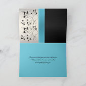 Silver, Aqua, and Black Floral Thank You Card (Inside)