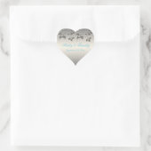 Silver, Aqua, Black Floral Heart Shaped Sticker (Bag)