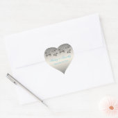 Silver, Aqua, Black Floral Heart Shaped Sticker (Envelope)