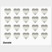 Silver, Aqua, Black Floral Heart Shaped Sticker (Sheet)