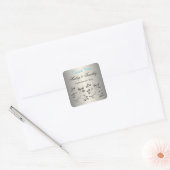 Silver, Aqua, Black Floral Thank You Sticker (Envelope)