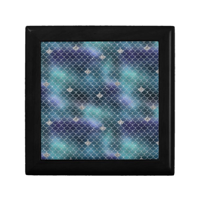 Silver Aqua Blue Mermaid Gift Box (Front)