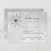 silver aqua snowflakes winter wedding rsvp invitation (Front/Back)