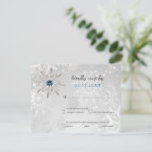 silver aqua snowflakes winter wedding rsvp invitation (Standing Front)