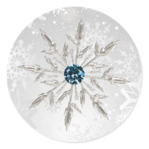 silver aqua snowflakes winter wedding stickers
