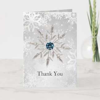 silver aqua snowflakes winter wedding Thank You