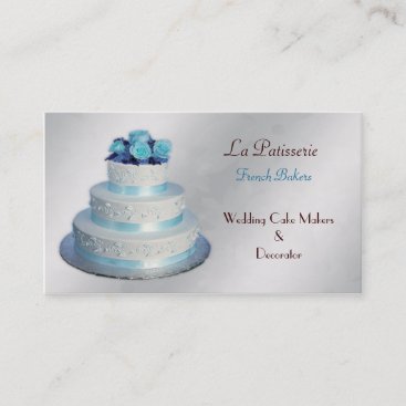 silver aqua Wedding Cakemakers business Cards