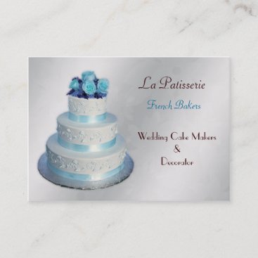 silver aqua Wedding Cakemakers business Cards