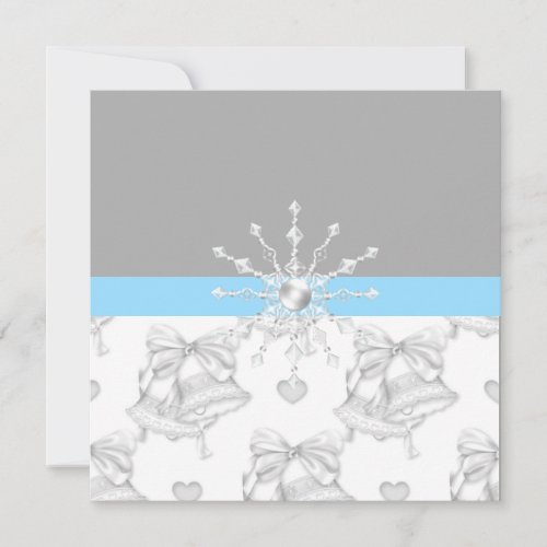 SilverAqua wedding invitation with bells