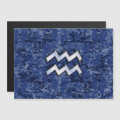 Silver Aquarius Zodiac Sign Navy Blue Digital Camo (Front/Back)