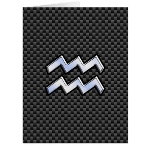 Silver Aquarius Zodiac Symbol Carbon Fiber Style Cards