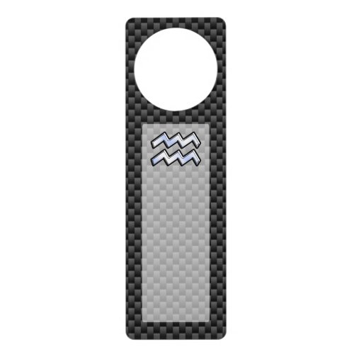 Silver Aquarius Zodiac Symbol Carbon Fiber Style Door Hanger