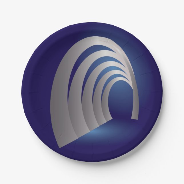 silver arcade tunnel paper plates (Front)