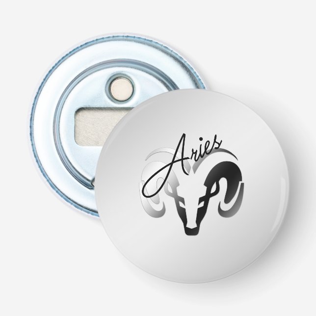 Silver Aries the Ram Zodiac Bottle Opener (Front)