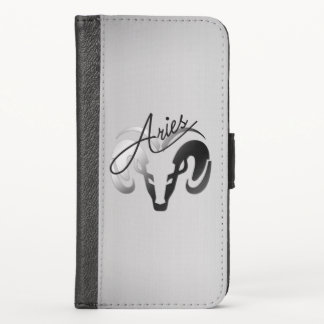 Silver Aries the Ram Zodiac iPhone Wallet Case