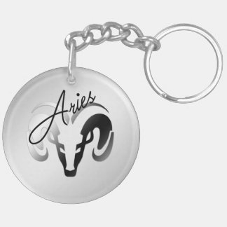 Silver Aries the Ram Zodiac Keychain