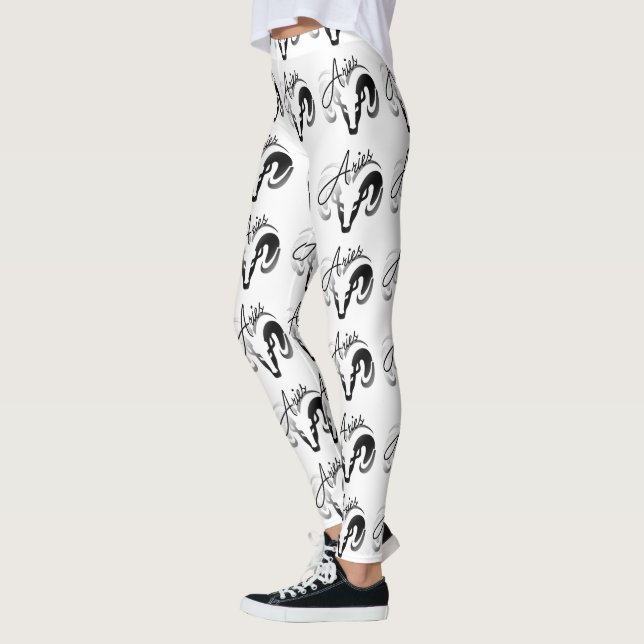 Silver Aries the Ram Zodiac Leggings (Left)