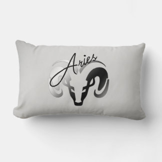 Silver Aries the Ram Zodiac Lumbar Pillow