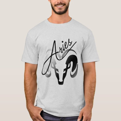 Silver Aries the Ram Zodiac T_Shirt