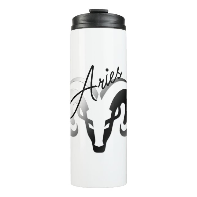 Silver Aries the Ram Zodiac Thermal Tumbler (Front)