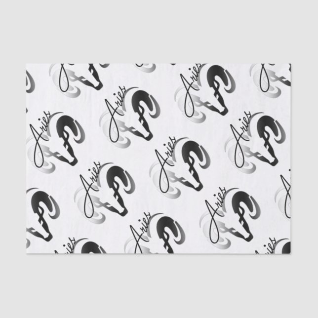 Silver Aries the Ram Zodiac Tissue Paper (Front)