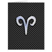 Silver Aries Zodiac Sign Black Carbon Fiber Print (Front)