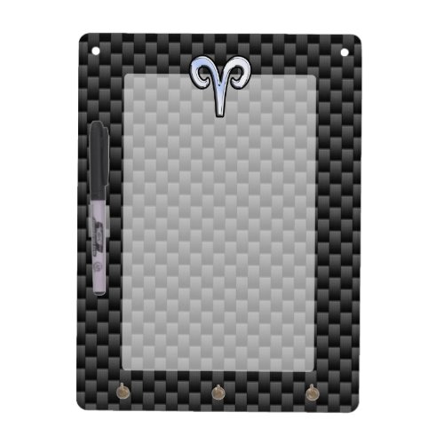 Silver Aries Zodiac Sign Black Carbon Fiber Print Dry_Erase Board