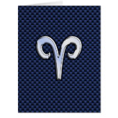 Silver Aries Zodiac Sign Blue Carbon Fiber Print (Front)