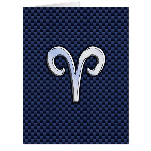 Silver Aries Zodiac Sign Blue Carbon Fiber Print (Front)