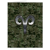 Silver Aries Zodiac Symbol Green Digital Camo (Front)