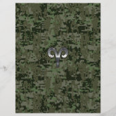 Silver Aries Zodiac Symbol Green Digital Camo (Front)