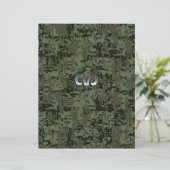 Silver Aries Zodiac Symbol Green Digital Camo (Standing Front)