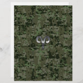 Silver Aries Zodiac Symbol Green Digital Camo (Front/Back)