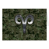 Silver Aries Zodiac Symbol Green Digital Camo (Front Horizontal)