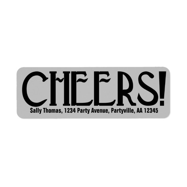 Silver Art Deco Cheers Address Label (Front)