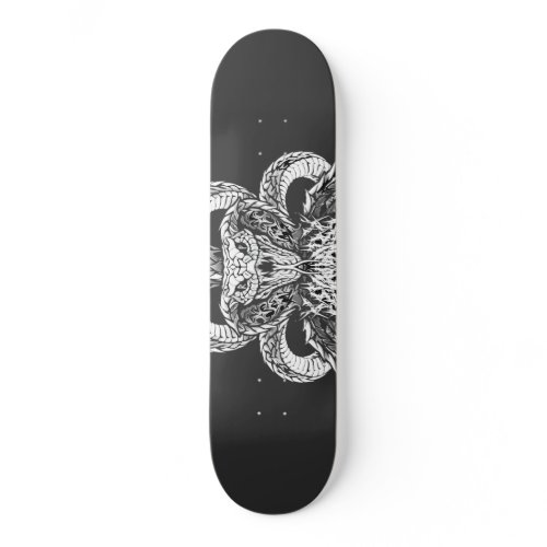 Silver Art Deco Cobra | Ornamental Line Art Graphi Skateboard