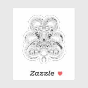 Silver Art Deco Cobra | Ornamental Line Art Graphi Sticker