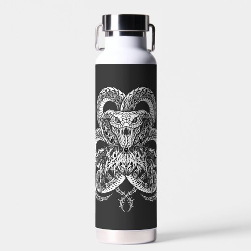 Silver Art Deco Cobra | Ornamental Line Art Graphi Water Bottle