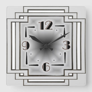 Silver Art Deco Square Wall Clock