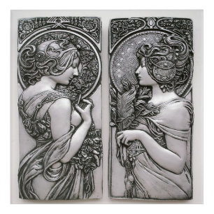Silver ,Art nouveau ,design, females,Mucha,beautif Acrylic Print