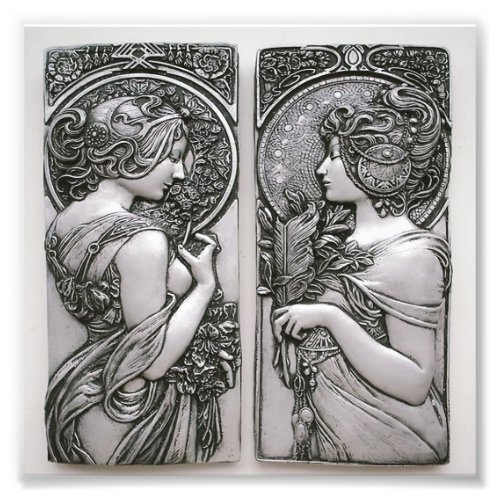 Silver Art nouveau design femalesMuchabeautif Photo Print