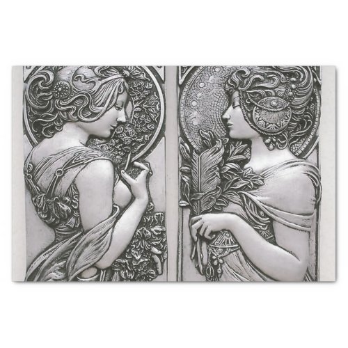 Silver Art nouveau design femalesMuchabeautif Tissue Paper