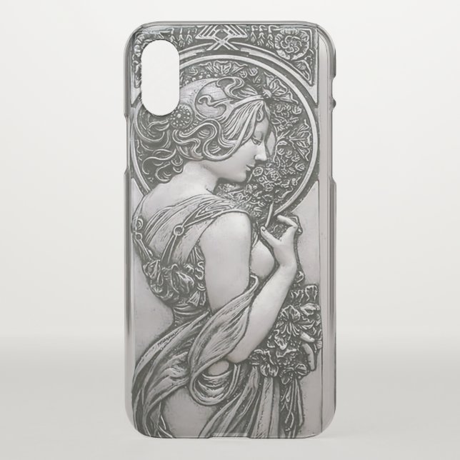 Silver ,Art nouveau ,design, females,Mucha,beautif Uncommon iPhone Case (Back)