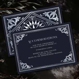 Silver Art Nouveau Gothic Wedding Accommodations Enclosure Card